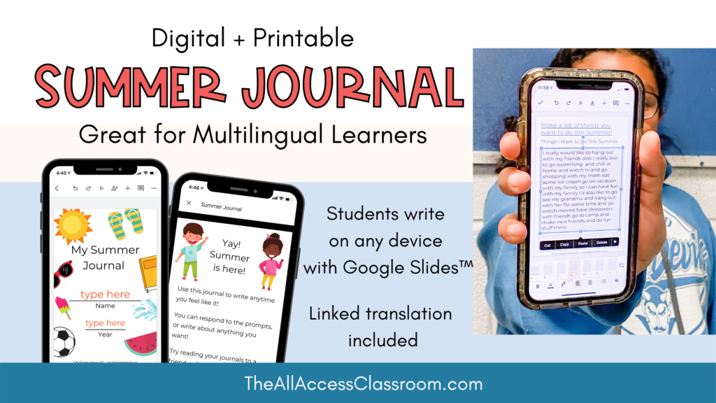 language and literacy activities digital summer journal
