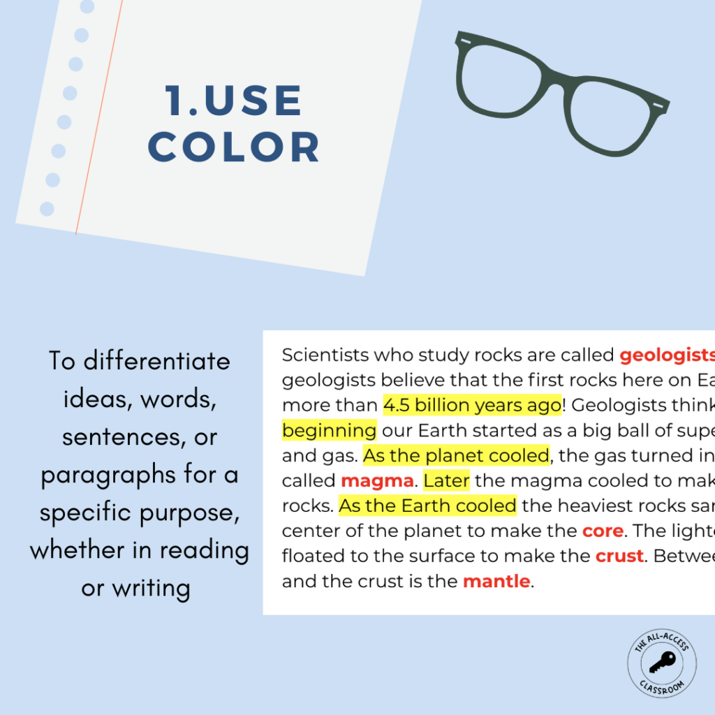 how to scaffold for ells use color