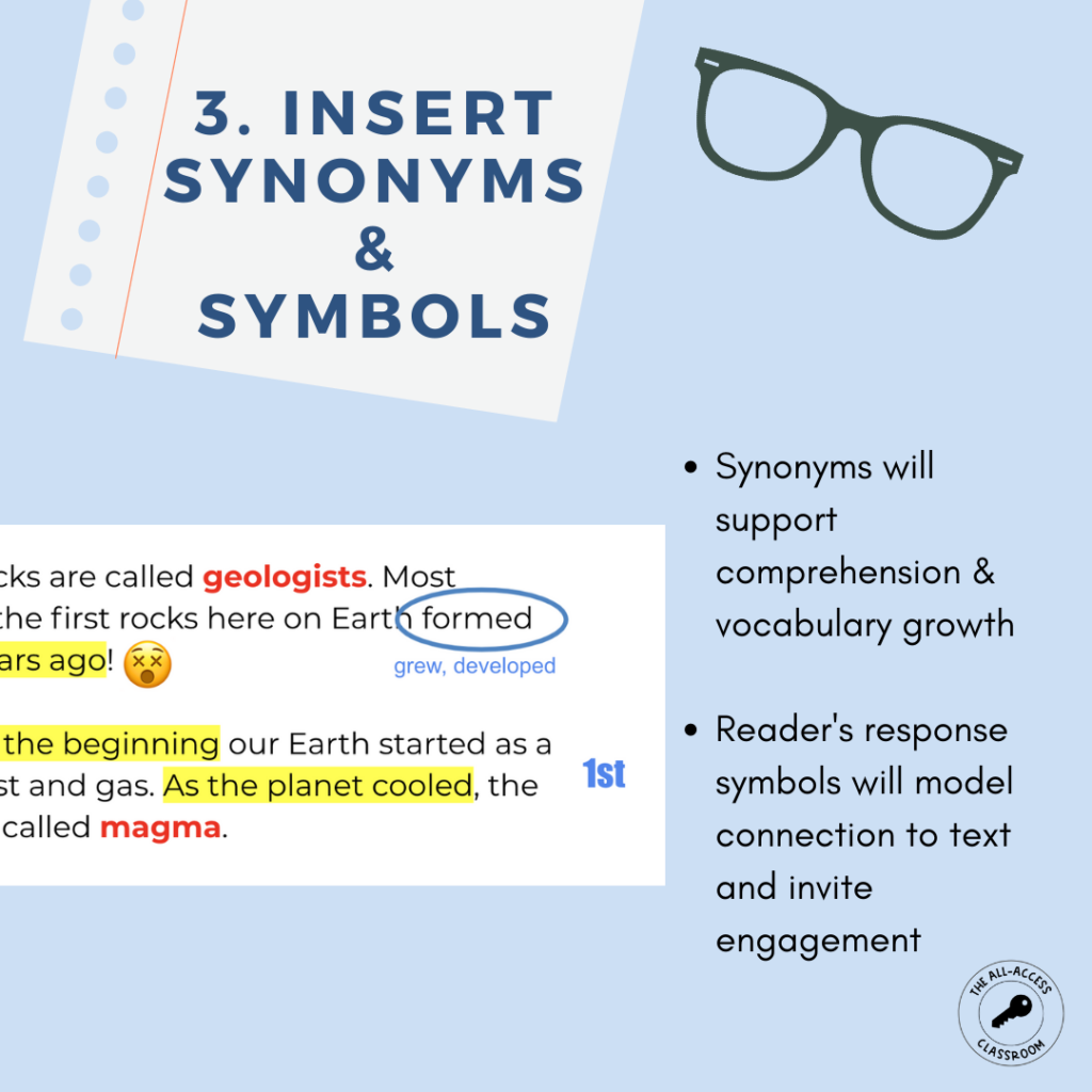 how to scaffold for ells synonyms and symbols