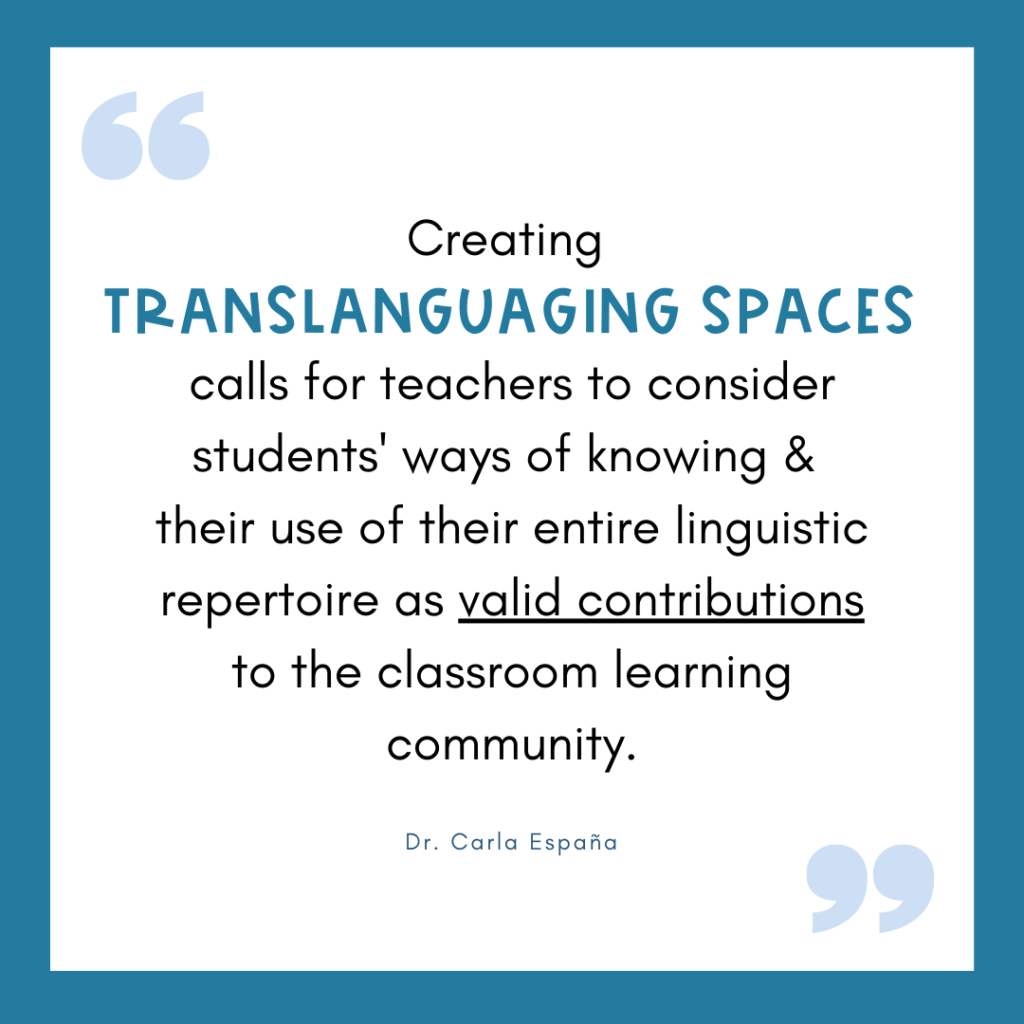 what does translanguaging mean quote